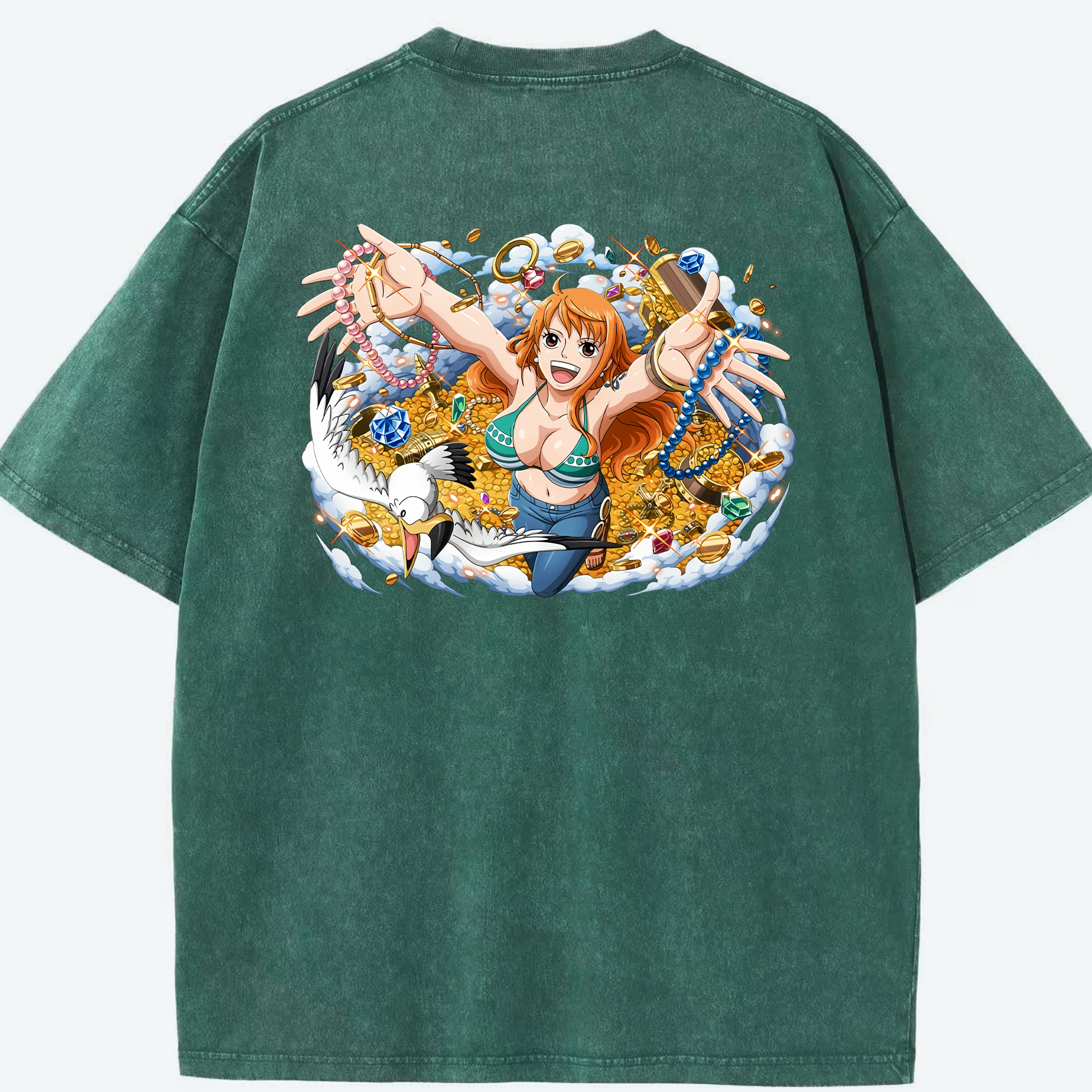 ワンピース ナミ ONE PIECE Nami 綿100% ヴィンテージ風 半袖Tシャツ（背面プリント）